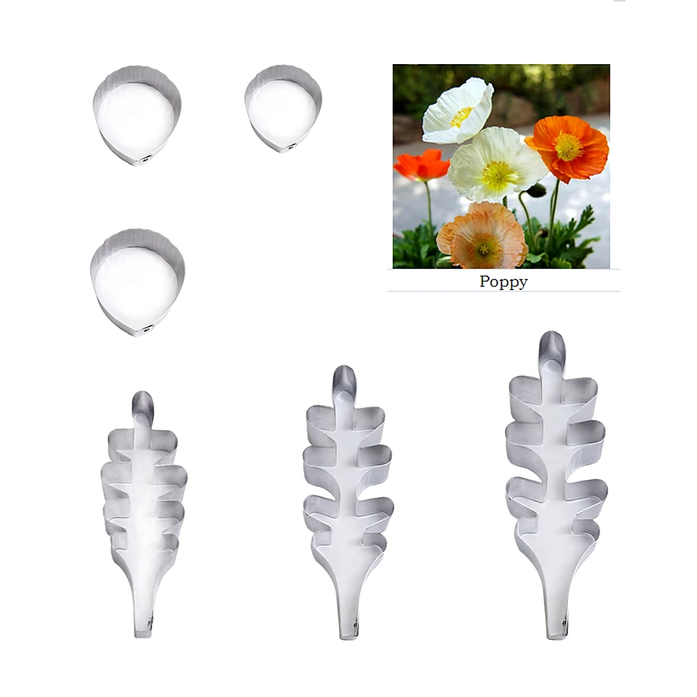 Poppy fondant sugar flower cutters baking cake decorations Polymer Clay Cold Porcelain gumpaste tools