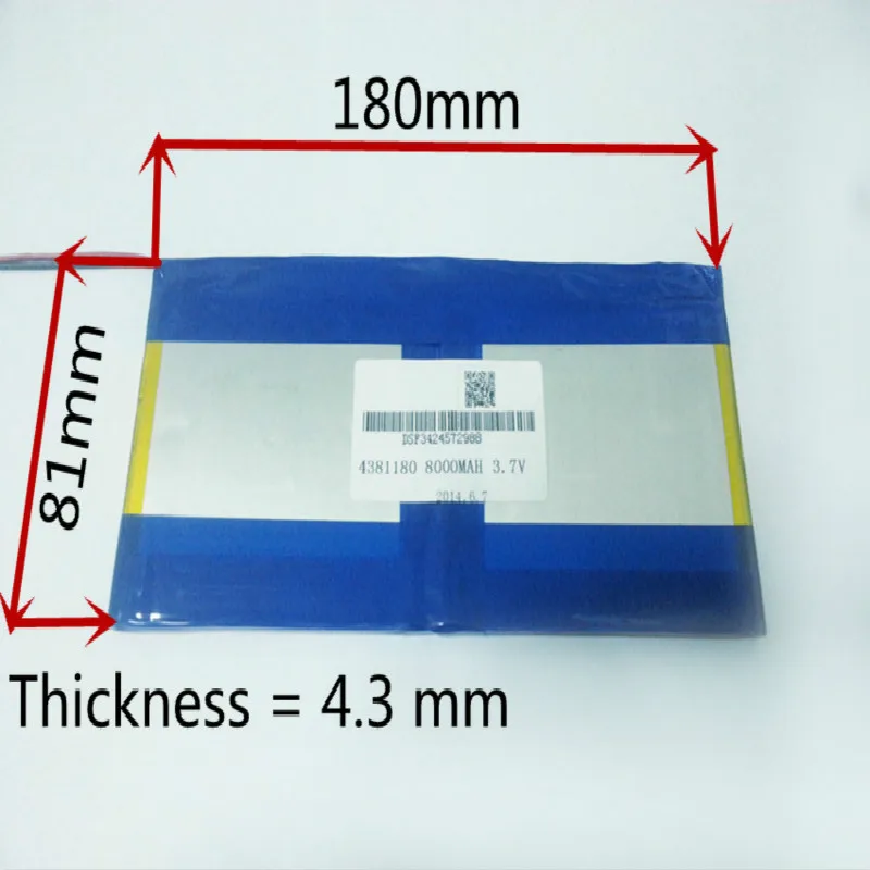 PLIB-Batería de iones de litio de 3,7 V,8000mAH, 4381180, para tableta pc,PIPO M9 pro 3g / max M9 quad core