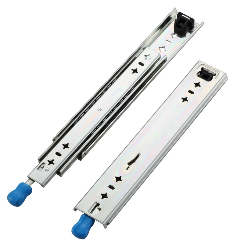 Drawer Runners With Lock Ball Bearing Three Fold Full Extension Heavy Duty Slide Rail