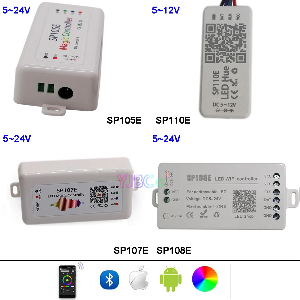 

Светодиодный музыкальный контроллер SP108E, Wi-Fi, WS2811, WS2812B, SP107E, SK6812, SP105E, APA102, SP110E, WS2801, Пиксельная Светодиодная лента