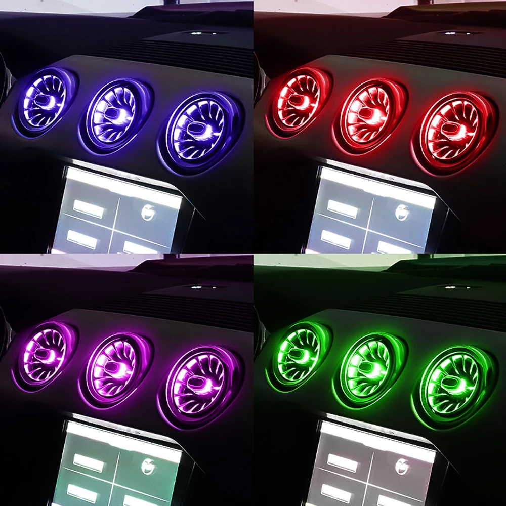 64 color LED Ambient Interior Light for Ford Mustang 2015-2021 Atmosphere Lamp turbine air outlet Atmosphere Lamp APP control