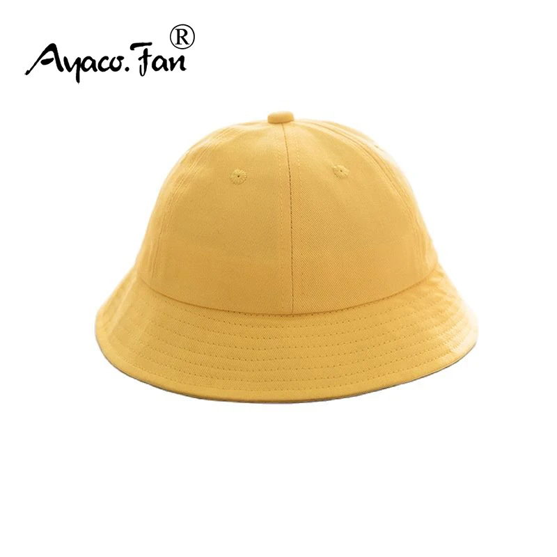 Parent-child Road Traffic Safety Bucket Hat Unisex Solid Yellow Men Women Panama Cap Japanese Kindergarten Hats Children Sunhat