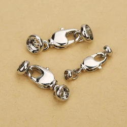 5pcs/Lot 3.5/5/6.5mm Metal End Caps Connectors With Lobster Clasps For Bracelet Necklace Flat Leather Cord DIY Jewelry Findings