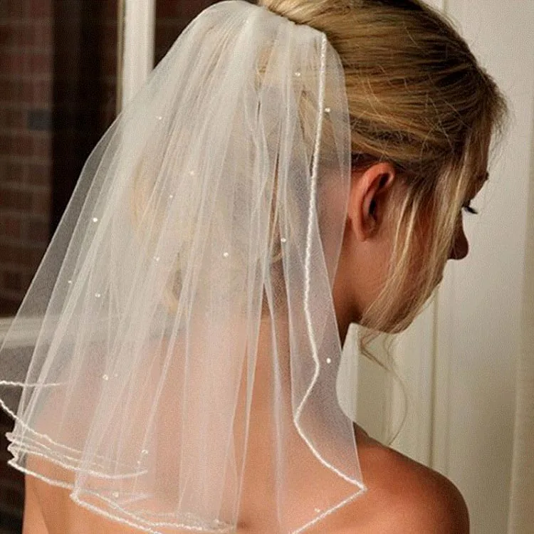 One Layer Short Wedding Veils With Comb Soft Tulle Bridal Veils With Comb Crystal Wedding Accessories