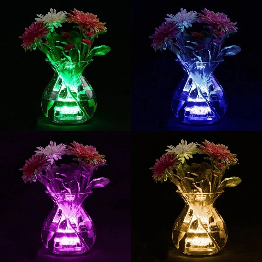 Luz sumergible RGB con control remoto para jardín, lámpara nocturna subacuática con batería, 10 Led, parpadeante con diferentes colores