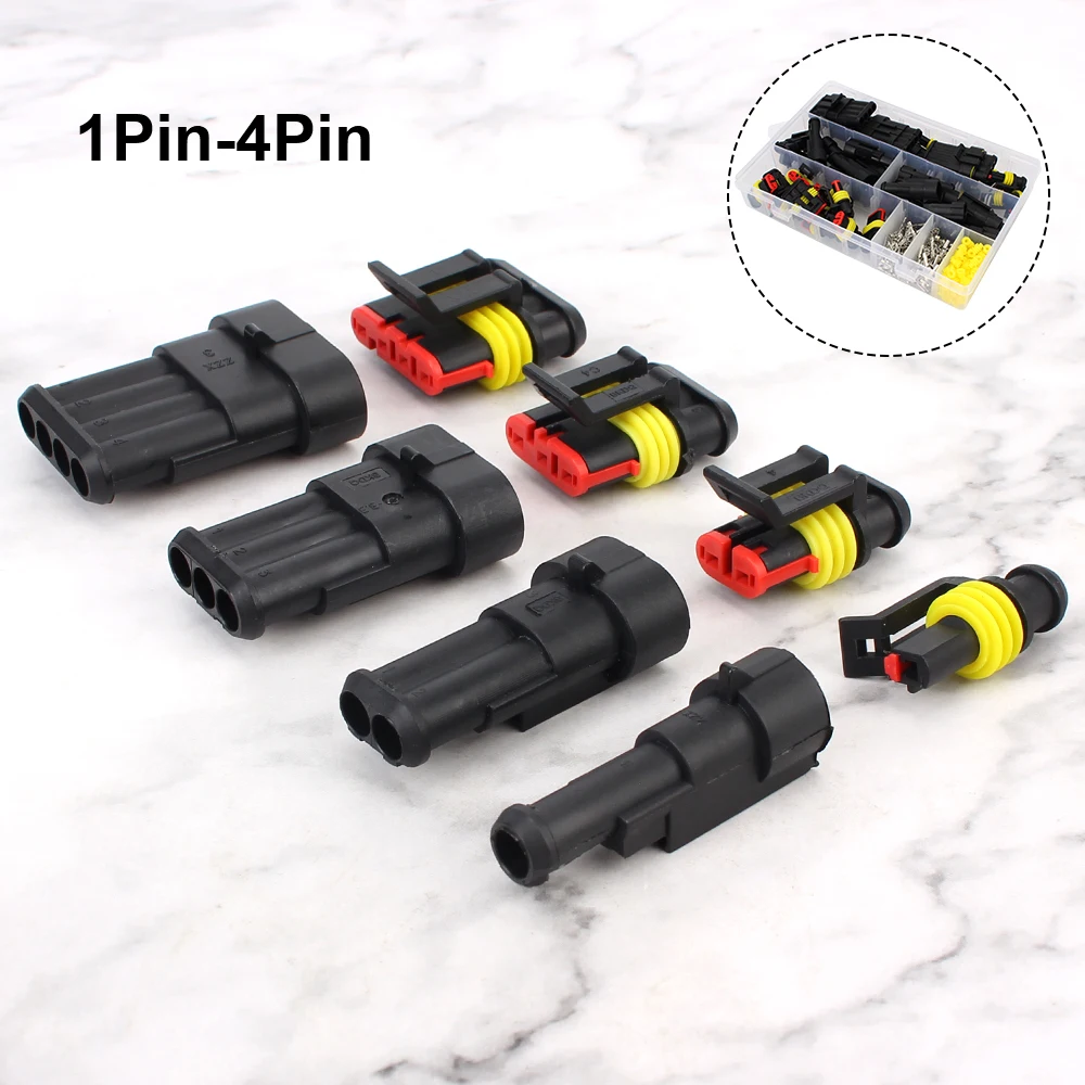 Universal 1-4 Pin Plug Wiring Cover Storage Solder Wire Seal Socket Electrical Connectors Waterproof Motorcycle Car Accessories