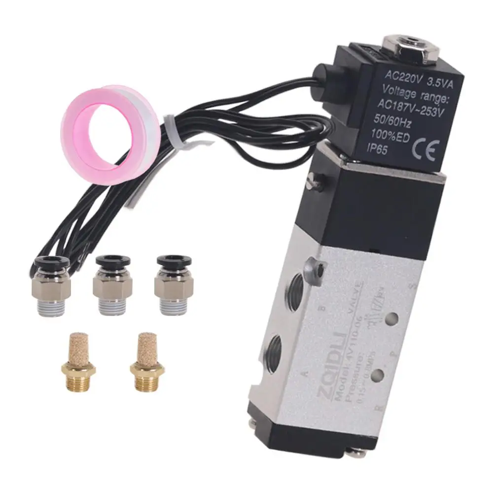 ソレノイドバルブ空気圧バルブ4v110-06 5ウェイポート2ポジションエアコンプレッサー12v 24v 110v 220v