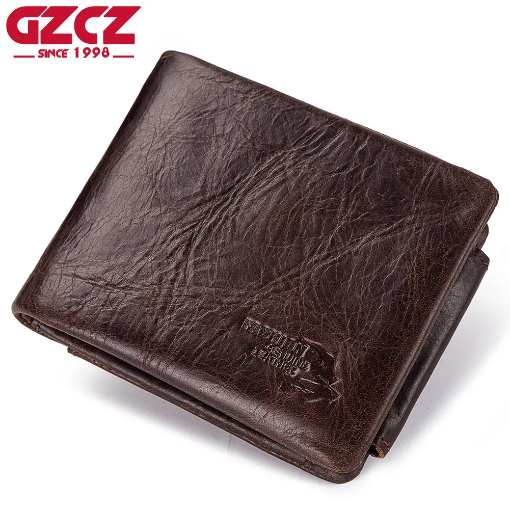 

Luxury Mens Wallet Genuine Leather Bifold Short Wallets Men Hasp Vintage Male Purse Coin Pouch Multi-functional Cards Wallet