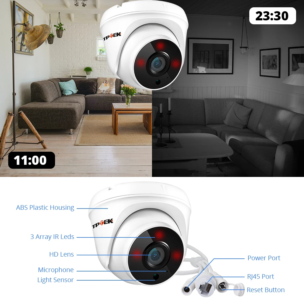 Kamera IP HD 1080P WiFi Kamera bezpieczeństwa Wi Fi Domowy nadzór wideo Bezprzewodowy Wi-Fi CCTV Wewnętrzny 2.8MM 2MP Dome CamHi Camara Cam