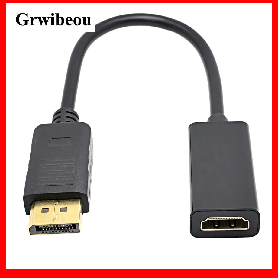 GRWIBEOU DP HDMI kablosu adaptörü erkek kadın dizüstü PC için ekran Port desteği 4k 1080P HDMI kablo adaptörü dönüştürücü HDTV