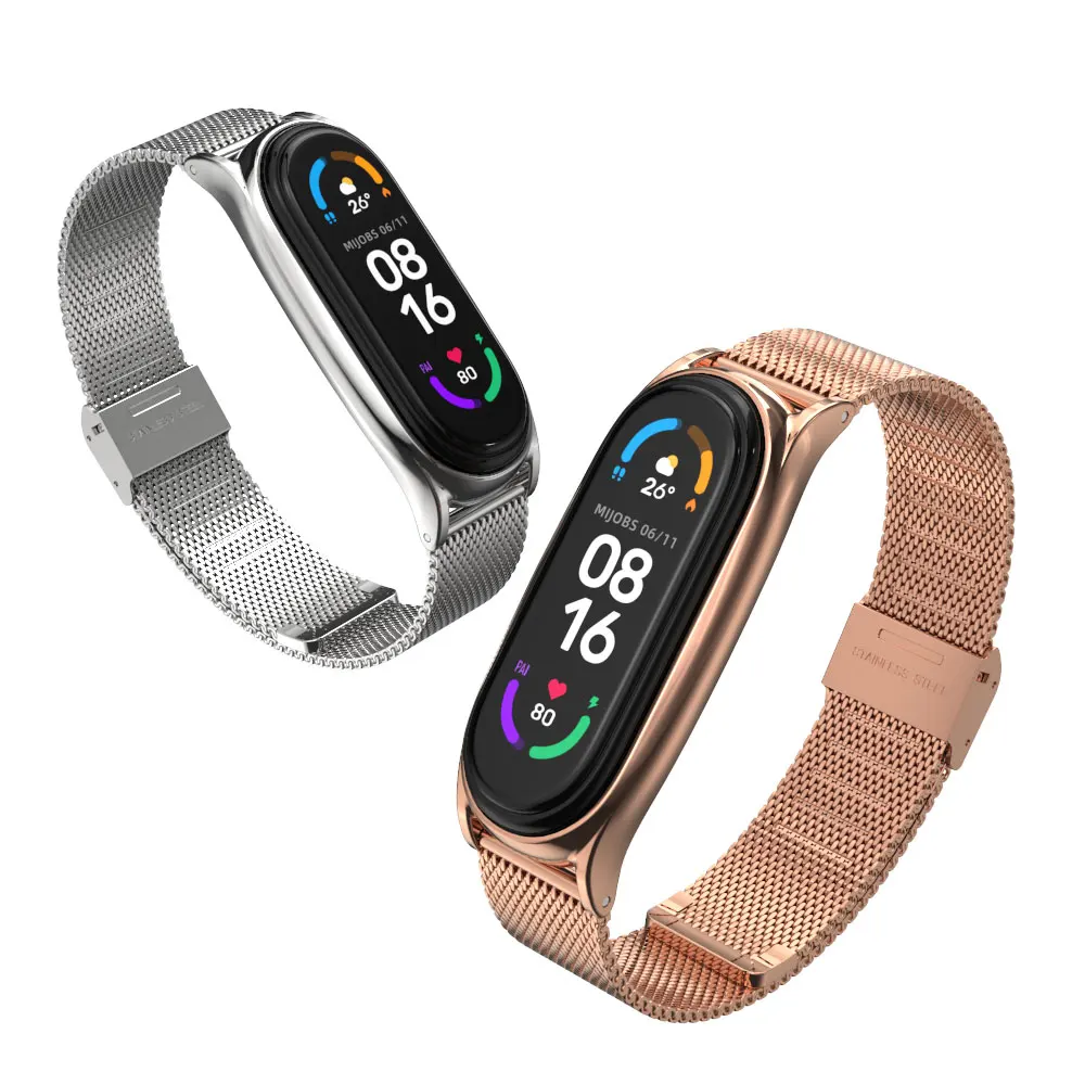 สายสำหรับ for Xiaomi Mi band 9 8 7 6 5 4สายรัดข้อมือโลหะรุ่นทั่วโลก miband 6สำหรับ Mi band 5สายรัดข้อมือ