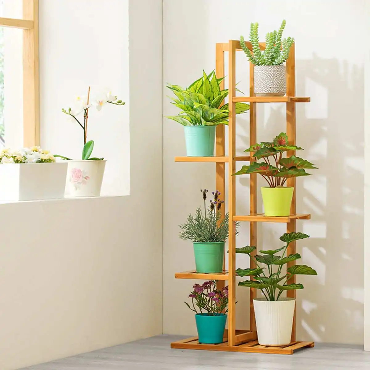 Flower Shelf Multi-layer Indoor Home Balcony Decoration Rack Wooden Living Room Simple Flower Pot Multilayer Rack House Display