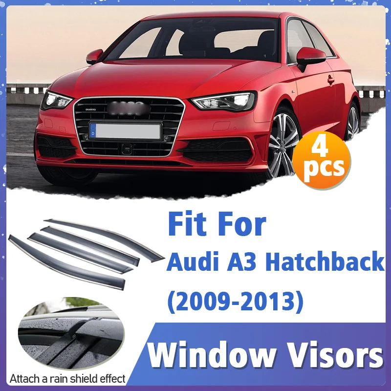 

Window Visors Guard for Audi A3 Hatchback 2009-2013 Visor Cover Trim Awnings Shelters Protection Guard Deflector Rain Rhield