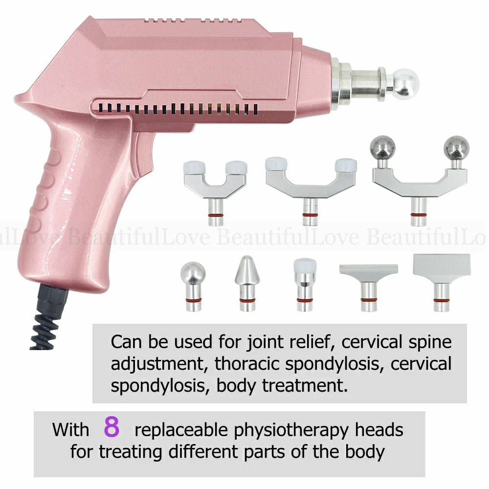 1500N Chiropractic Adjusting Tool Electric Correction Gun Cervical Massager Treatment  Massage Therapy Device 8 Heads