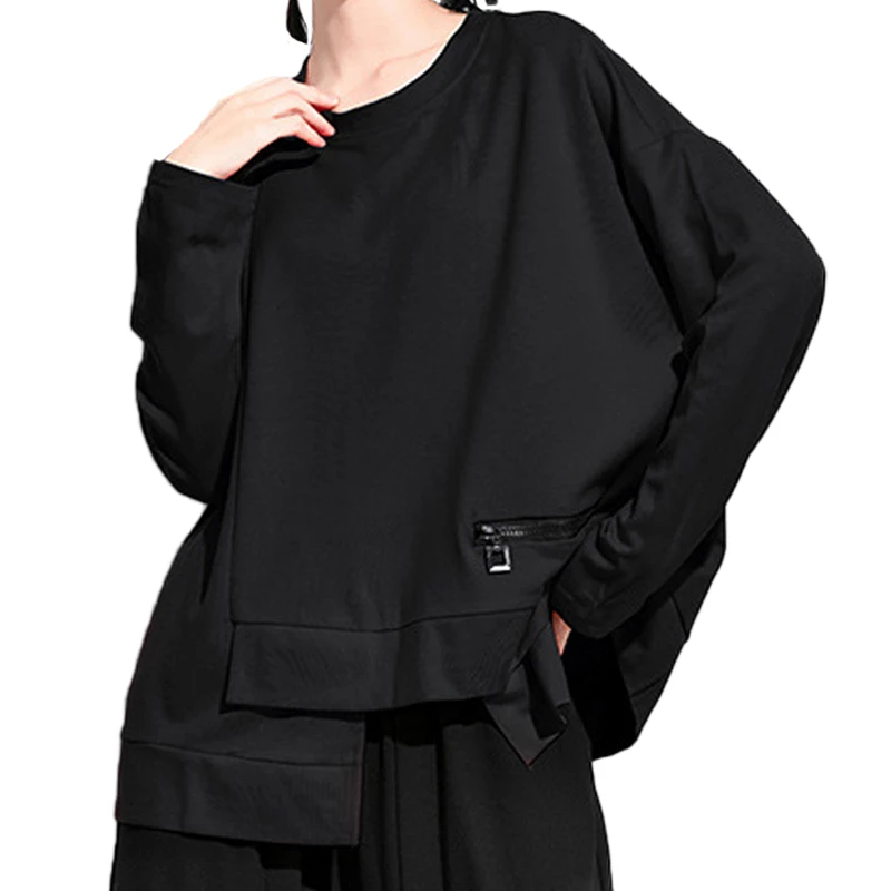 Amax luluE 2025 Wiosna Koreańskie Kobiety Moda Topy Luźne Koszulki Damskie Klasyczne Vintage Casual O Neck Solid Punk Bawełniane Ubrania — zdjęcie 2