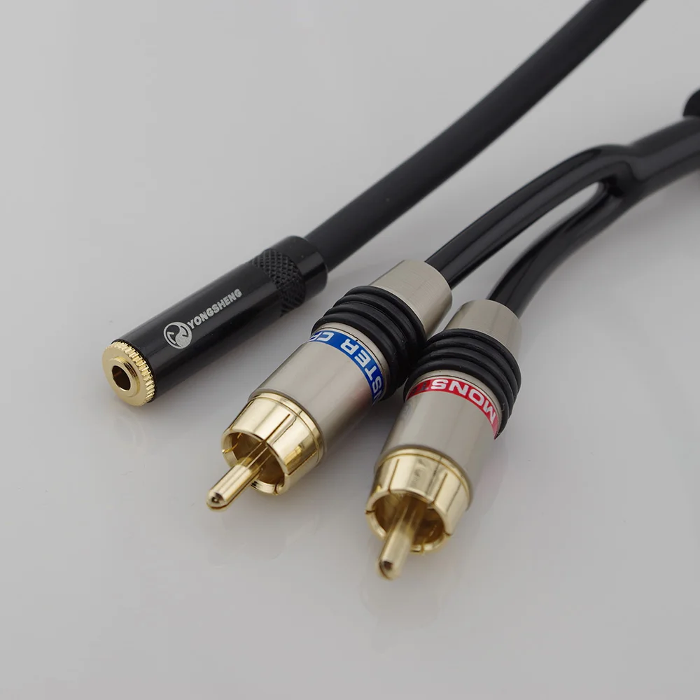 HIFI 3.5mm RCA Female connector jack Stereo Cable Y plug to 2 RCA Male Adapter 3.5 Audio aux Socket connector to Headphone music