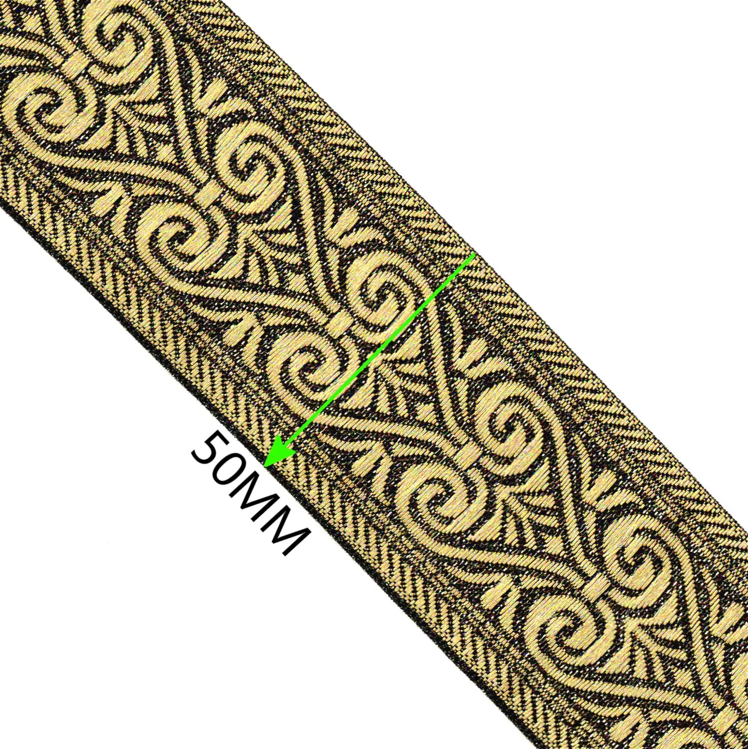 ZERZEEMOOY largo 50 MILLIMETRI 10 yard/lot Poliestere Tessuto Jacquard Nastro Nero Oro Disegno Geometrico per la Tenda E Abbigliamento accessorio