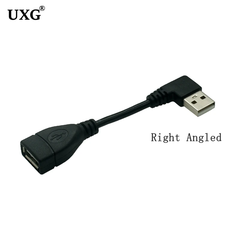 USB 2.0 A «папа-мама» 90-угольный удлинительный адаптер Короткий кабель USB2.0 M/F правый/левый/вниз/уход Черный кабель 0,1–1 м