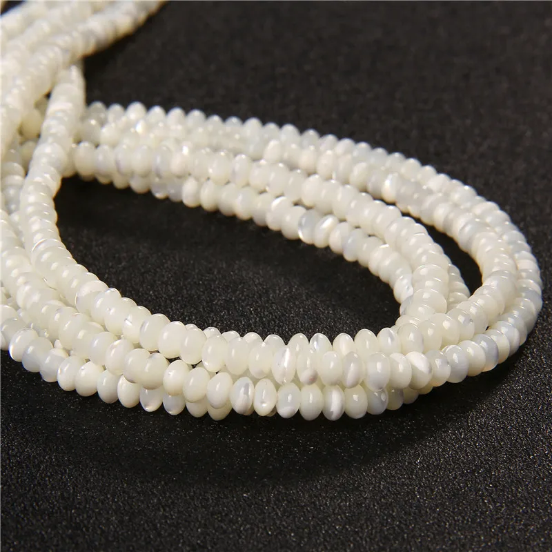 3x5mm Natural White Shell Rondelle Beads Mother of Pearl Shell Loose Beads for DIY Jewelry Making Bracelet Necklace Earrings 15\