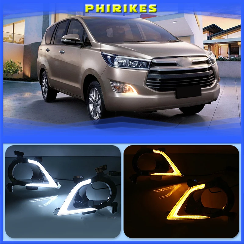 

For Toyota Innova 2016 2017,Turning Yellow Signal Style Relay Waterproof ABS Car DRL LED Daytime Running Light Daylight