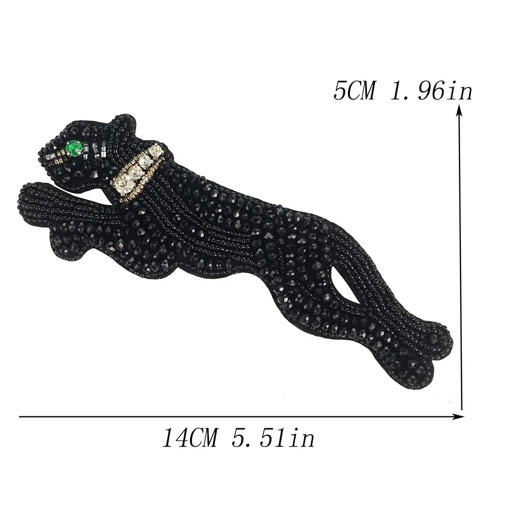 3D Handmade Rhinestone animal Beaded Patches Sew on Crystal Patch beading Applique Patch Tiger  Panther Elephant Horse Gecko