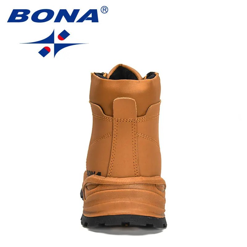 BONA 2022 New Designers Fashion Retro Ankle Action Leather Boots Men High-Top Winter Boots Outdoor Plush Desert Boots Mansculino