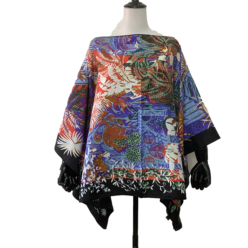 Bohemian 2021 New Printed Summer Silk Blouse For Lady европейская одежда Free Size Holiday Beach Kaftan Women's Top Clothes