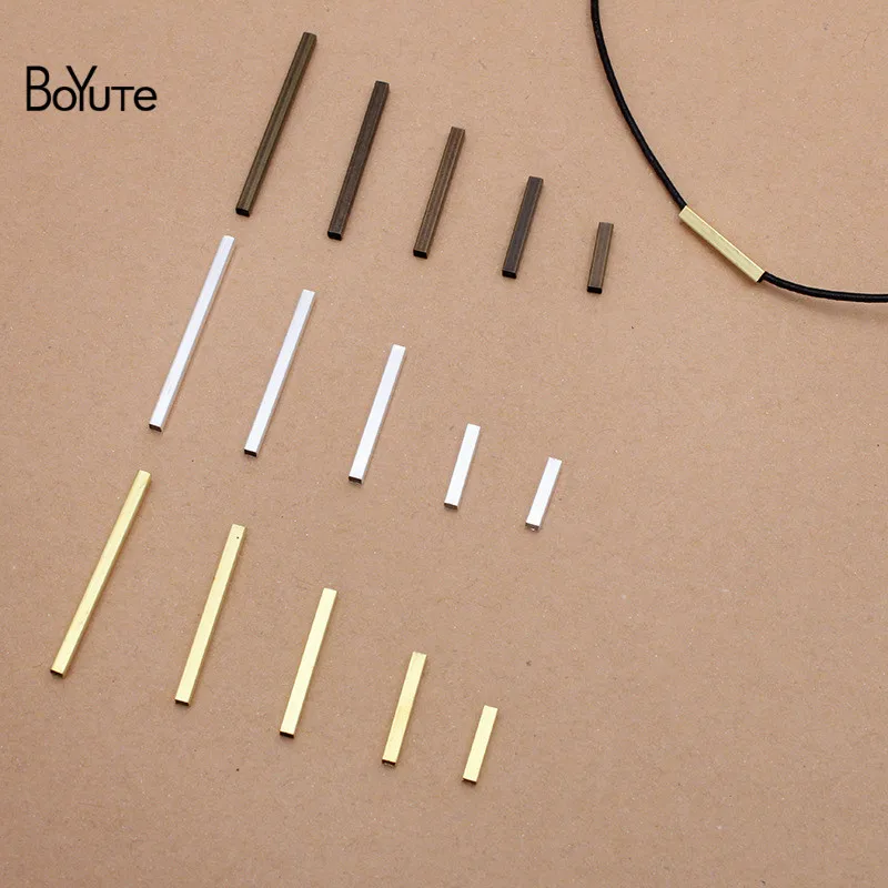 BoYuTe (500 Pieces/Lot) 10-15-20-25-30MM Length Metal Brass Square Tube Materials DIY Hand Made Jewelry Accessories