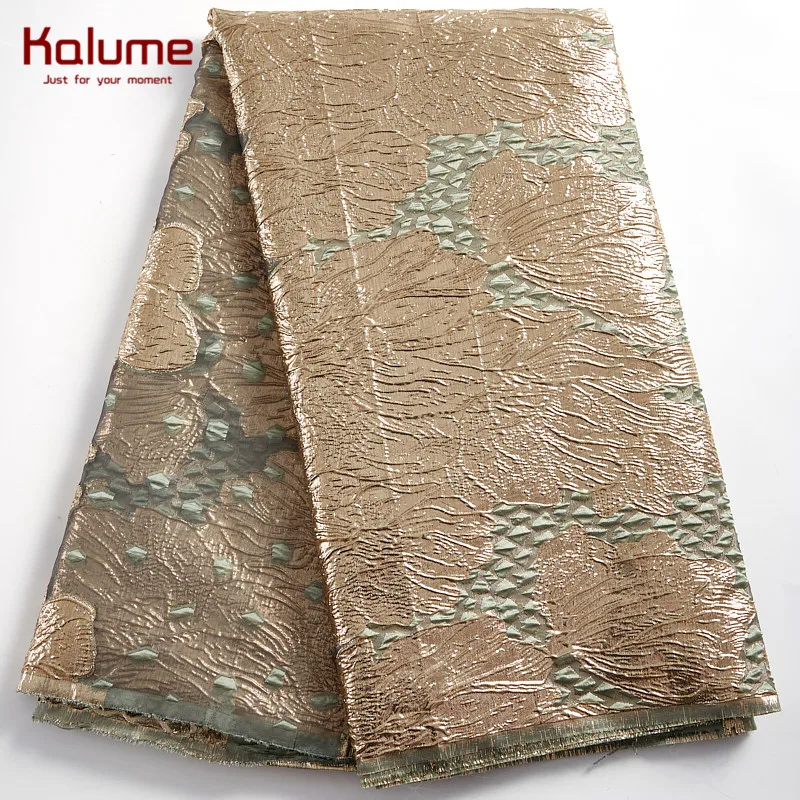 

Kalume African Gilding Lace Fabric Cyan Brocade French Gold Tulle Jacquard Laces Fabric Satin For Nigerian Wedding Party H2371