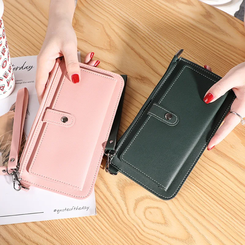 New Women's Leather Luxury Long Multi-Function Casual  Wallet Multi Card Slot Card Holder Buckle Zipper Student Purse Clutch Bag