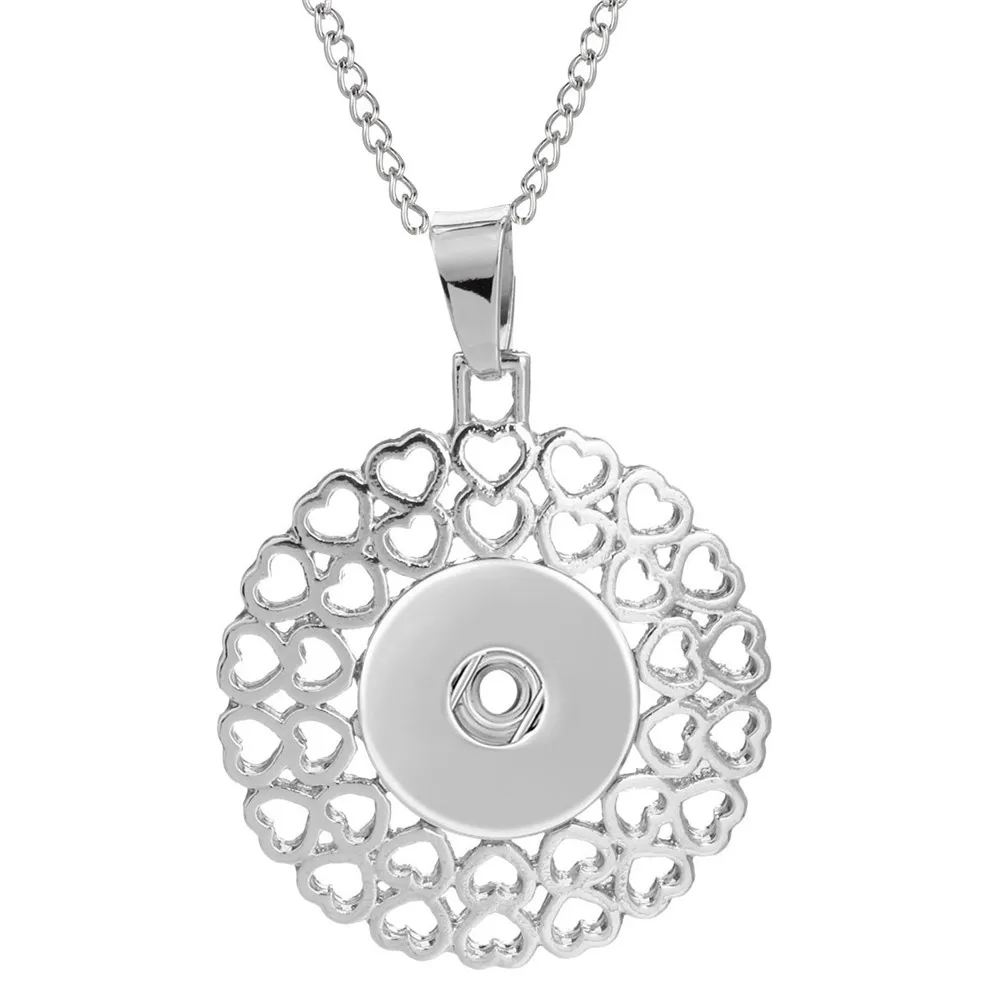 Newest Snap Jewelry Necklaces Metal 18mm Snap Button Necklace for Women Snap Pendant Necklace DIY Accessories