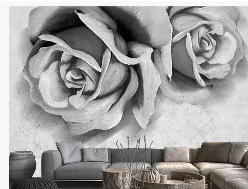 

Modern simple three-dimensional flower rose wallpapers background wall 3d landscape wallpaper