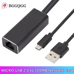 BGGQGG  USB Ethernet Adapter USB 2.0 MICRO USB to Network Card Adapter 100MB for Fire TV Stick TV Card Without Buffer