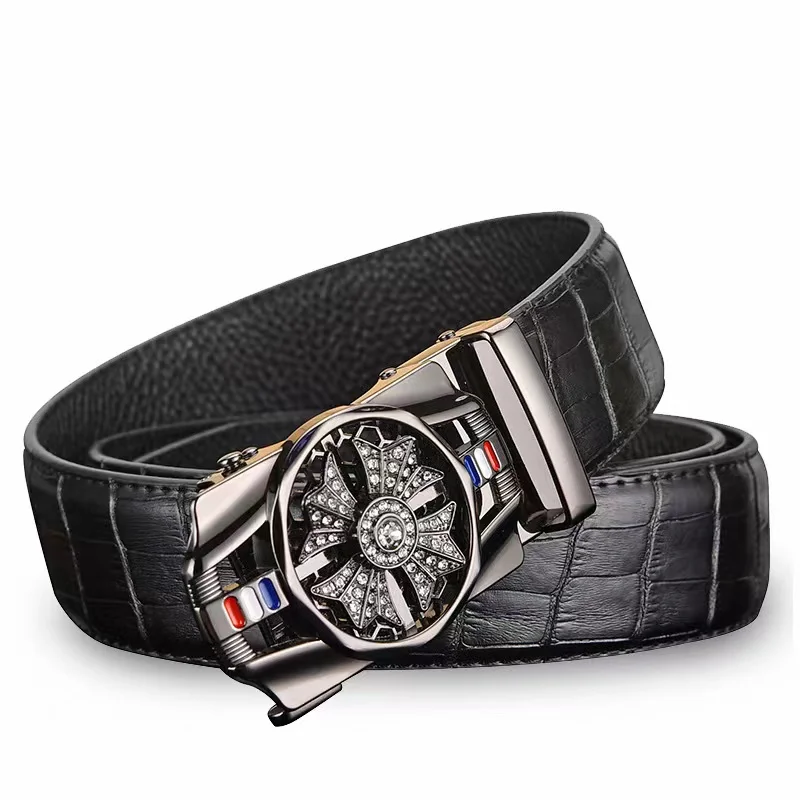 Crocodile Famous Brand Leather Belt Designer Men Belts Luxury Brand Smooth Buckle Belts For Man Crocodile Buckle Belt