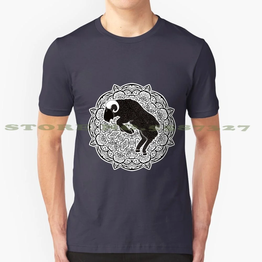 Aries Mandala In Black And White 100% Cotton T-Shirt Capricorn Aquarius Pisces Aries Taurus Gemini Cancer Leo Virgo Libra