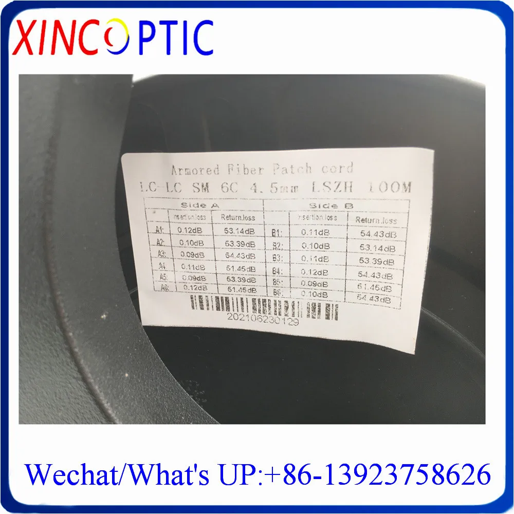 Cabo preto blindado 6f, g657a, lszh/tpu, 4.8mm,6 núcleos lc/st/sc/fcupc, cabo de ligação de fibra óptica, 150/200m com rolo pcd310