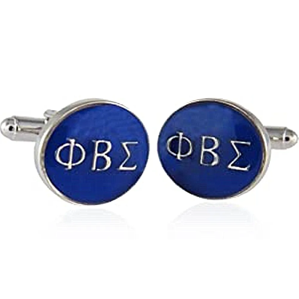 Newest Design Metal Trendy Blue Color Enamel Greek Letter Society Club Sign Phi Beta Sigma Fraternity Cufflinks For Men