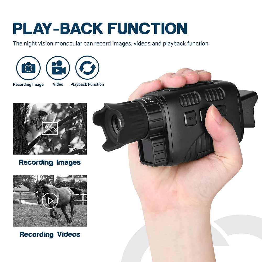 3-12X Monocular Night Vision Golgge with 1.5" TFT LCD 7 Grades IR 960P Camera Video Recorder 32G SD Card 200m View