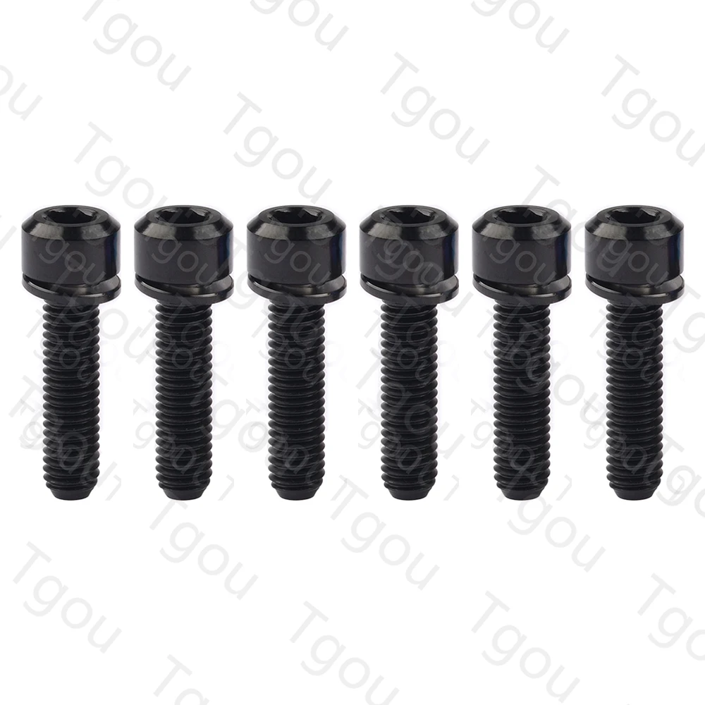 Tgou Titanium Bolt M5x16 18 20mm Hex Head with Washer Screws for Bicycle Stem Handlebar 6pcs