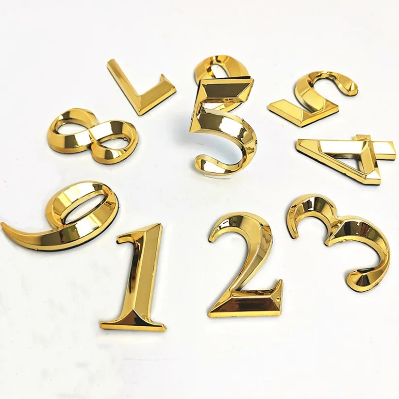 

3PCS Door Plaque 5CM House Number Sticker Color Home Apartment Address Numbers ABS Plastic Mailbox Hotel Numeral Label Number 3D