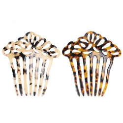 7 Teeth Acetate Hair Combs Lady Hair Accessories Vintage Hollow Carving Acetic acid Tortoiseshell Wedding Bridal Decor