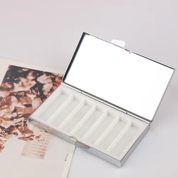 1Pcs Portable Metal 7 Days Rectangle Pill Box Container Medicine Pill Case Fit 75x38mm Clear Epoxy Sticker DIY Crafts Findings