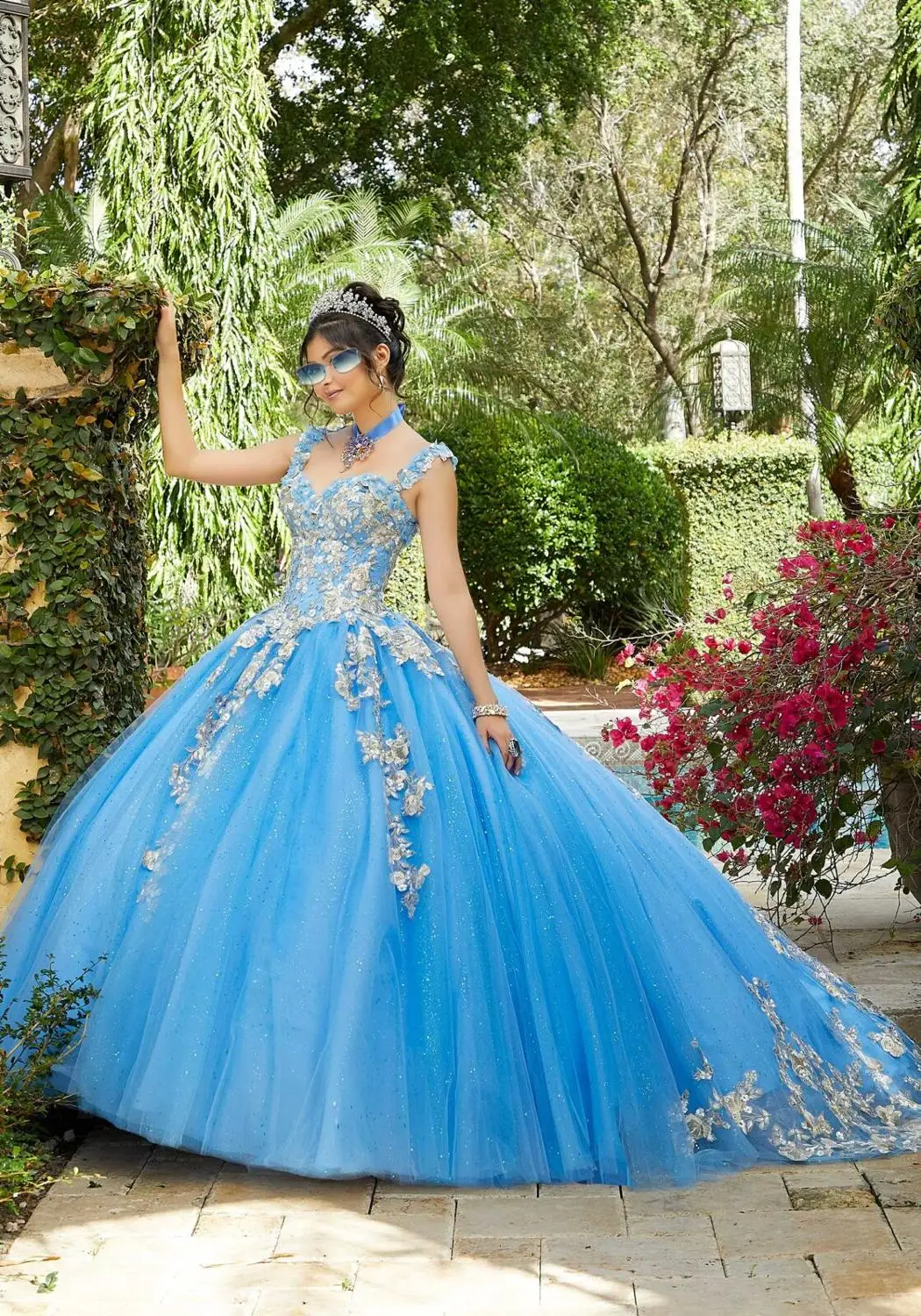 Gaun Princess Quinceanera Gaun Pesta Dansa Gaun Prom Formal Renda 15 Gaun Organza Merah Muda Sweetheart