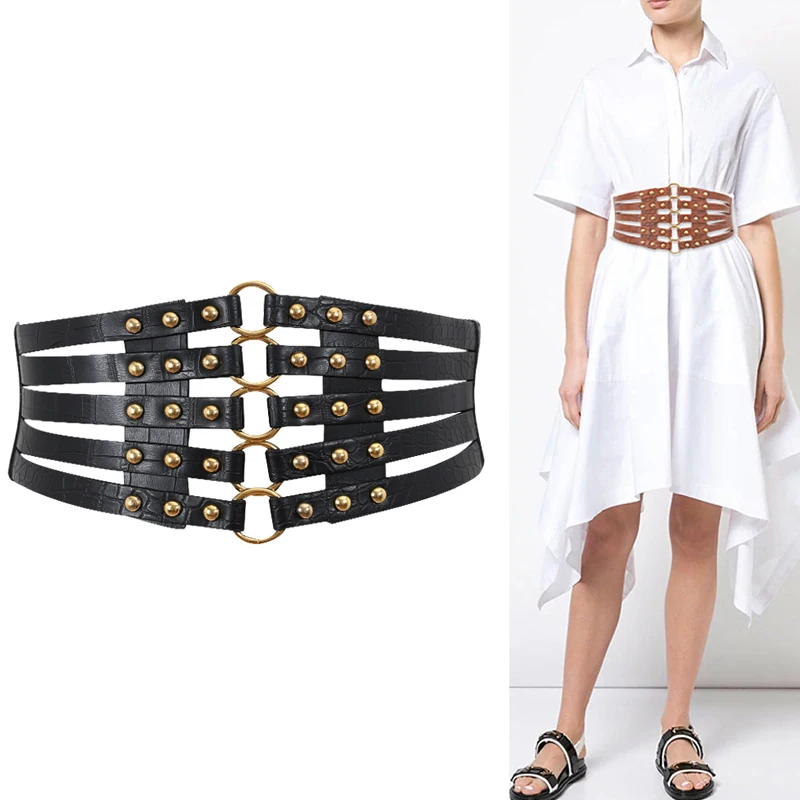 Wide Stretch Cummerbunds Black Elastic Big Corset Punk Women's Belt Designer Waistband Female Waist Shapper Slim Dress Belts