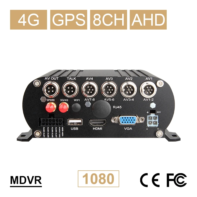 

4G Lte GPS Positiong 8CH Vehicle Mobile Dvr Recorder Hard Disk Mdvr I/O Alarm Looping Record Real Time Video Online Car AHD Dvr