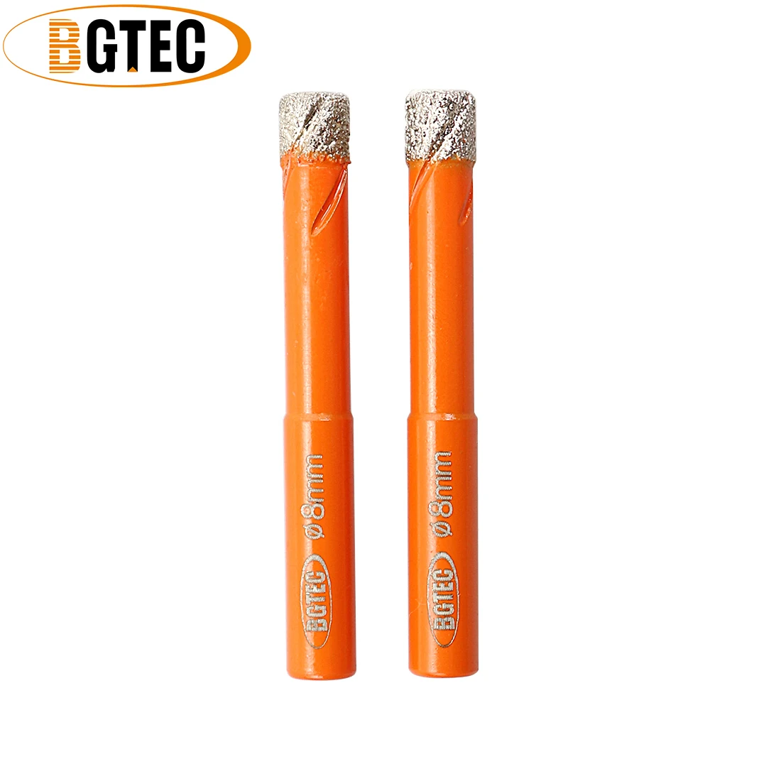 BGTEC 2pcs Round shank 8mm Dry drilling bits Vacuum Brazed diamond drill bits for ceramie tile granite