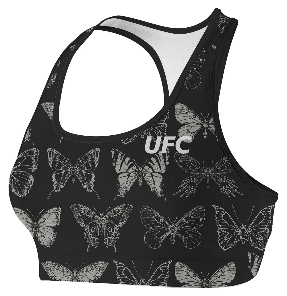 Women's Butterfly Full Printed Racerback Fitness Support Workout Running Bras