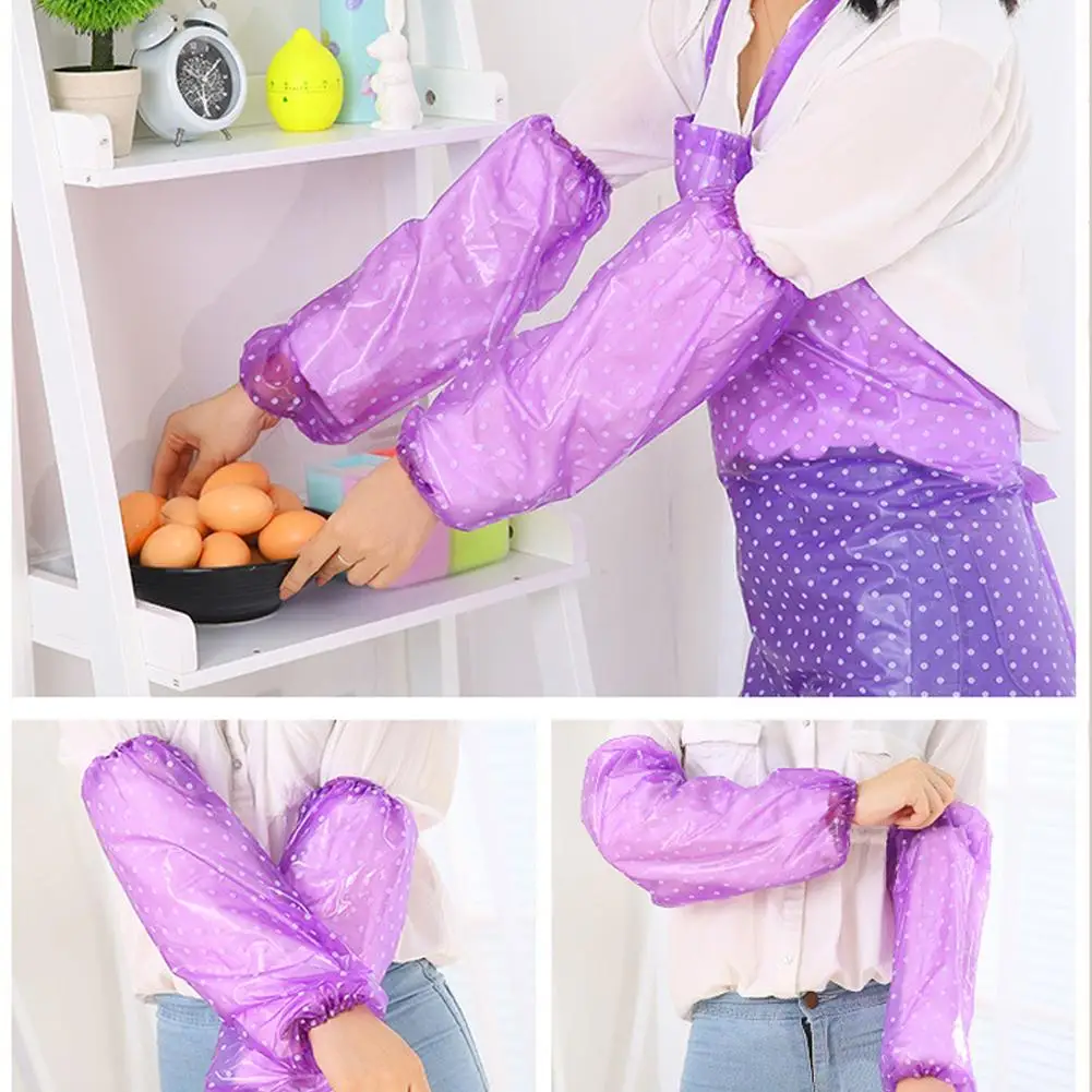 Transparent Acid Resistant Home PVC Simple Anti-Oil Waterproof Dots Kitchen Apron Cleaning Product Accessories random delivery