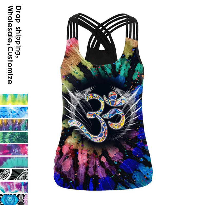 NADANBAO The OM Symbol Mandala Women Vest Tops 3D Printing Aztec Round Ombre Flower Sling Tops Fashion Sexy Backless Tank Top