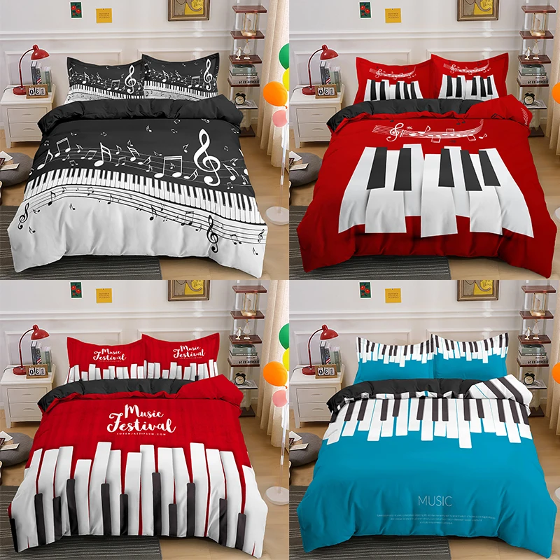 

3D Piano Keys Duvet Cover 2/3Pcs Bedding Sets US/EU/AU/UK Single/Twin/Double/Full/Queen/King Size